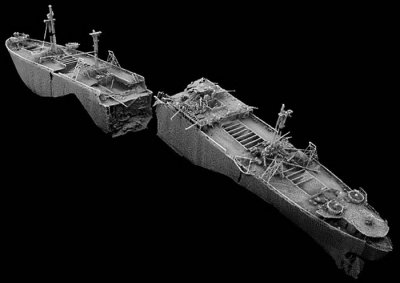 ​美国二战沉船“理查德.蒙哥马利号战船”载1400吨爆炸品 声纳扫描重现真身